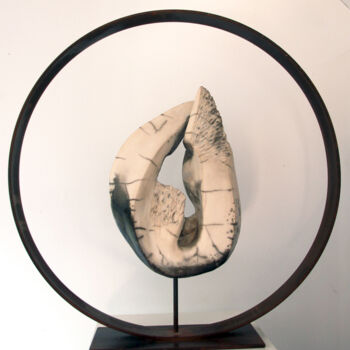 Skulptur mit dem Titel "Empreintes végétales" von Martine France Moreau, Original-Kunstwerk, Ton
