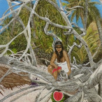 Pintura intitulada "Racines-d'atoll" por Martine Martre, Obras de arte originais, Outro