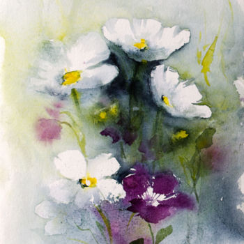 Peinture intitulée "Fleurs #23061814" par Martine Saint Ellier, Œuvre d'art originale, Aquarelle