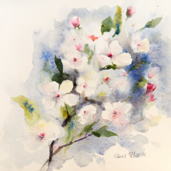 Peinture intitulée "Fleurs de cerisier" par Martine Saint Ellier, Œuvre d'art originale, Aquarelle