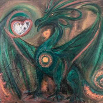 Ζωγραφική με τίτλο "Emerald" από Martine Weber, Αυθεντικά έργα τέχνης, Ακρυλικό
