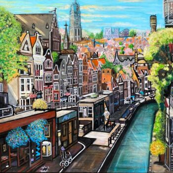 Pintura intitulada "Utrecht Highlighted" por Martine Weber, Obras de arte originais, Acrílico