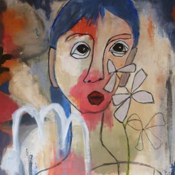 Malerei mit dem Titel "Petite fleur" von Martine Flory, Original-Kunstwerk, Acryl