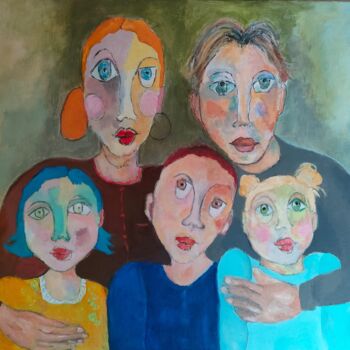 Peinture intitulée "ma petite famille" par Martine Flory, Œuvre d'art originale, Acrylique