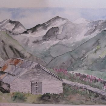 Painting titled "Montagne en été" by Martine Gonin, Original Artwork