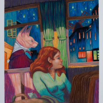 Painting titled "Voyage de nuit" by Marty Crouz, Original Artwork, Pastel