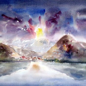 Peinture intitulée "Lumière" par Marwanart, Œuvre d'art originale, Aquarelle