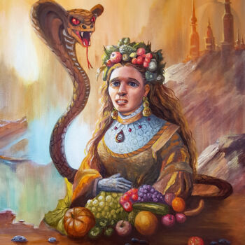 Картина под названием "Гнёт изобилия" - Mary Dian, Подлинное произведение искусства, Акрил Установлен на Деревянная рама для…