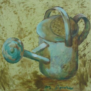Painting titled "Watering Can" by Mary Downe, Original Artwork, Oil