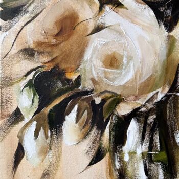 Painting titled "Yellow flowers — oi…" by Maryna Hryhorenko, Original Artwork, Oil Mounted on Wood Stretcher frame