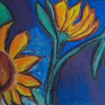 Desenho intitulada "Sunflowers original…" por Maryna Yasar, Obras de arte originais, Pastel