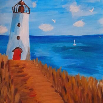 Painting titled "Light house origina…" by Maryna Yasar, Original Artwork, Acrylic