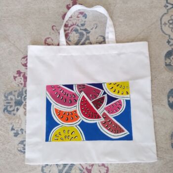 Textielkunst getiteld "Tote bag eco schedu…" door Maryna Yasar, Origineel Kunstwerk, Stof