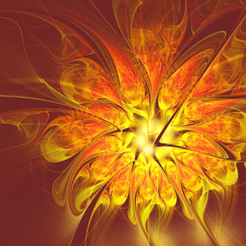 Digital Arts με τίτλο "Golden dahlia.jpg" από Mary Raven, Αυθεντικά έργα τέχνης, Ψηφιακή ζωγραφική