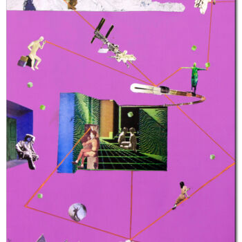 Collages titulada "Fil Rouge" por Massimo Fedele, Obra de arte original, Collages Montado en Panel de madera