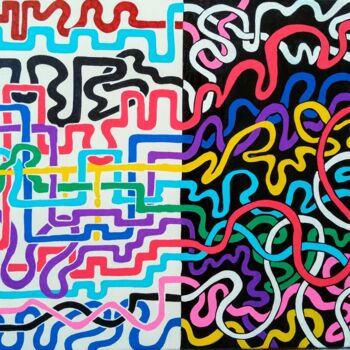 "Live Wire n. 3" başlıklı Tablo Massimo Costantini tarafından, Orijinal sanat, Akrilik Ahşap Sedye çerçevesi üzerine monte e…