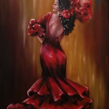 제목이 "Flamenco dancer"인 미술작품 Mateja Marinko로, 원작, 기름 나무 들것 프레임에 장착됨