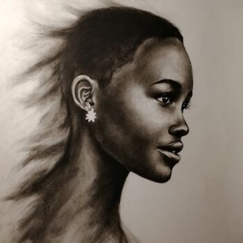 Original Black And White Charcoal Drawin, Painting by Mateja