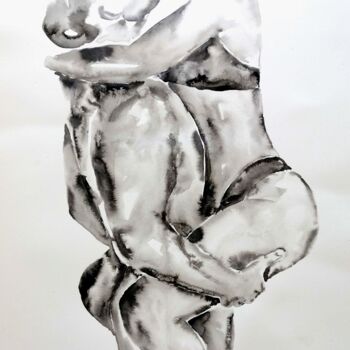 Painting titled "Lovers embrace VII" by Mateja Marinko, Original Artwork, Ink