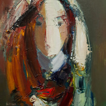 Peinture intitulée "Girl in the headsca…" par Mateos Sargsyan, Œuvre d'art originale, Huile Monté sur Châssis en bois