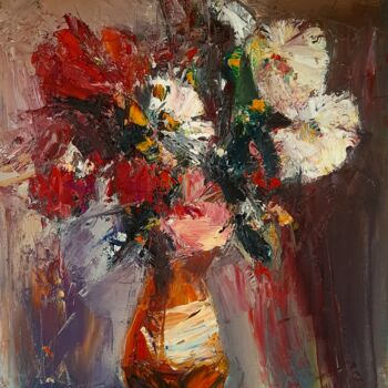 Painting titled "Vibrant Blossom Vig…" by Mateos Sargsyan, Original Artwork, Oil Mounted on Wood Stretcher frame