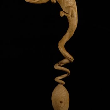 Scultura intitolato "le caméléon et la g…" da Mathieu Rapp, Opera d'arte originale, Legno