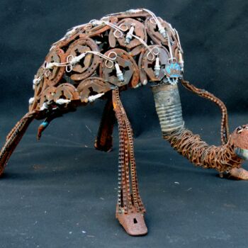 Sculpture titled "Heavy metal  tortule" by Mathieu Rapp, Original Artwork, Metals