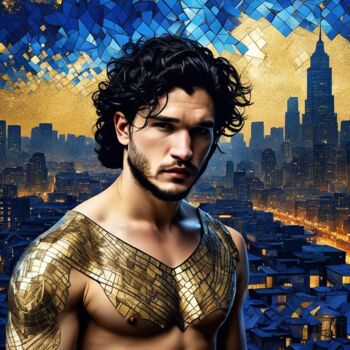 Digital Arts με τίτλο "Kit Harington - Gol…" από Mathieu Safar, Αυθεντικά έργα τέχνης, Εικόνα που δημιουργήθηκε με AI Τοποθε…