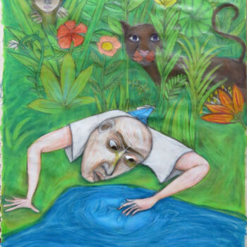 Disegno intitolato "Narcisse & Co" da Mathieu Zeitindjioglou (Mathieu Z), Opera d'arte originale, Pastello