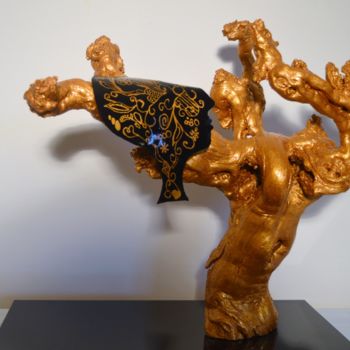Sculpture intitulée "La danse des Masques" par Mathieu Coutet, Œuvre d'art originale, Bois