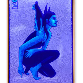 Картина под названием "Catwoman" - Matt Roussel, Подлинное произведение искусства, Акрил Установлен на Деревянная рама для н…