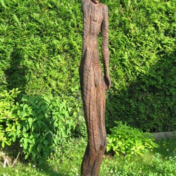 Sculptuur getiteld "Wächter" door Matthias Trott, Origineel Kunstwerk, Hout