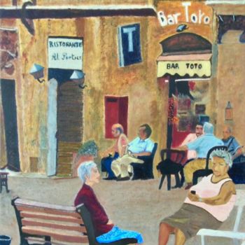 Painting titled "Bar ToTo" by Maurice Bellolo, Original Artwork, Oil Mounted on Wood Stretcher frame