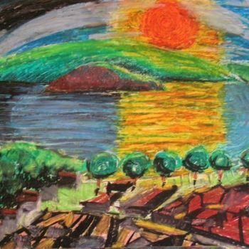 Painting titled "lago di Bolsena 2" by Maurizio Aprea, Original Artwork, Pastel