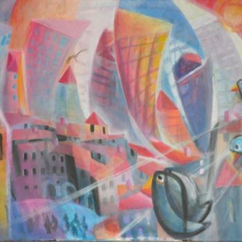 Painting titled "tensione urbana" by Maurizio Aprea, Original Artwork, Acrylic