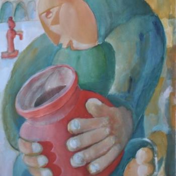 Painting titled "Donna con Vaso" by Maurizio Aprea, Original Artwork