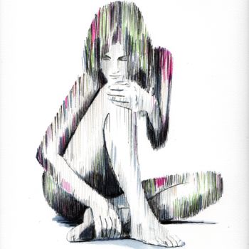 Dibujo titulada "Gladiolus" por Maurizio Puglisi, Obra de arte original, Pluma de gel