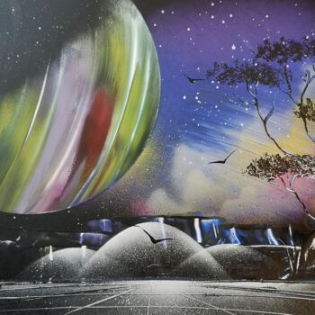 Painting titled "The Big Planet" by Mauro Sposito, Original Artwork, Spray paint