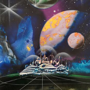 Pittura intitolato "Space base" da Mauro Sposito, Opera d'arte originale, Spray