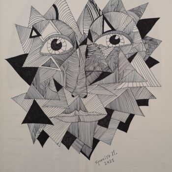 Desenho intitulada "Il geometra" por Mauro Sposito, Obras de arte originais, Caneta de gel