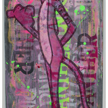 Painting titled "mr pink #1" by Max Andriot, Original Artwork, Acrylic Mounted on Wood Stretcher frame