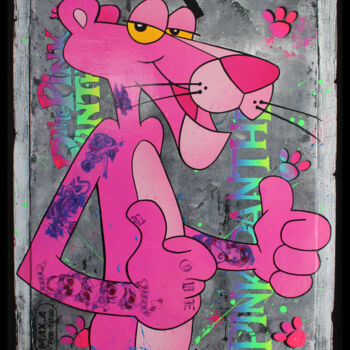 Painting titled "pink tatoo" by Max Andriot, Original Artwork, Acrylic Mounted on Wood Stretcher frame