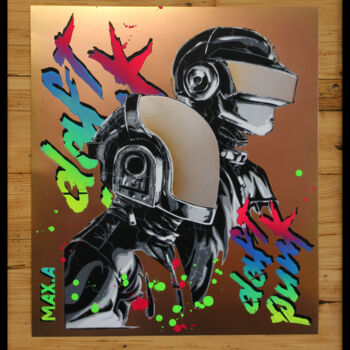 Painting titled "daft punk Gold édit…" by Max Andriot, Original Artwork, Acrylic Mounted on Wood Stretcher frame