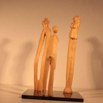 Sculpture intitulée "Causeries - à trois…" par Max Bernard, Œuvre d'art originale, Bois