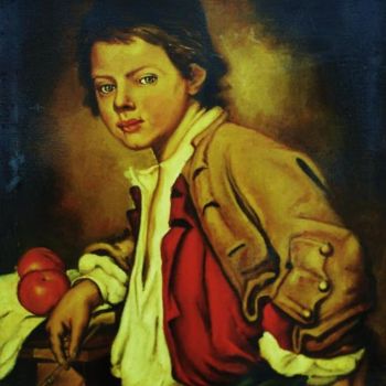 Картина под названием "Ritratto di giovane…" - Salvatore De Tommaso, Подлинное произведение искусства, Масло