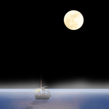 Arts numériques intitulée "Lune noire" par Max Parisot Du Lyaumont, Œuvre d'art originale, Photo montage