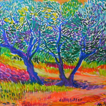 Рисунок под названием "Orchard etude No 4" - Maja Grecic, Подлинное произведение искусства, Пастель