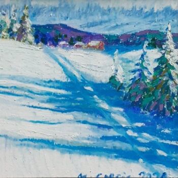 Rysunek zatytułowany „Snow trail” autorstwa Maja Grecic, Oryginalna praca, Pastel