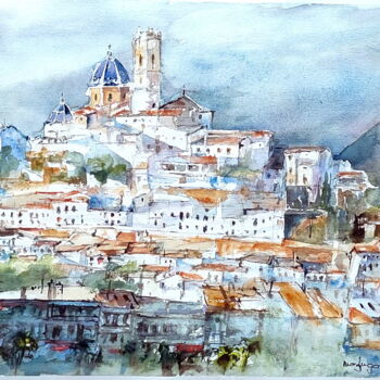 Peinture intitulée "PANORAMIQUE D'ALTEA…" par Maylu Garcia (María Luisa García), Œuvre d'art originale, Aquarelle