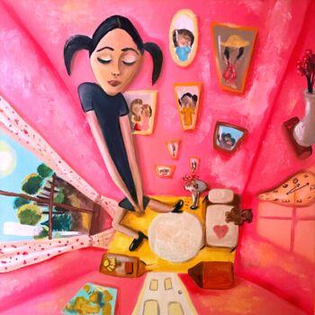 绘画 标题为“Pink Room” 由Mayra Freeman, 原创艺术品, 油 安装在纸板上